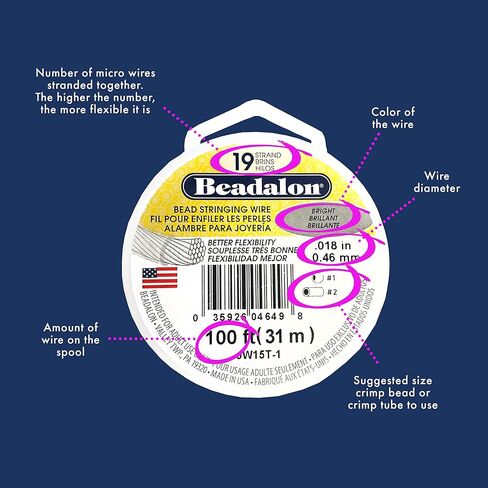Beadalon 19-Strand Bead Stringing Wire, 0.018-Inch, Satin Copper, 30-Feet in Saudi Arabia
