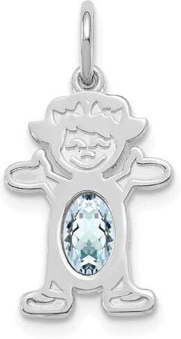14K White Gold Girl 6x4 Oval Genuine Aquamarine-March (0.47 x 0.83 Inches) in Saudi Arabia