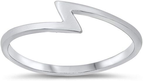 925 sterling Silver Plain Lightning Bolt Ring in Kuwait