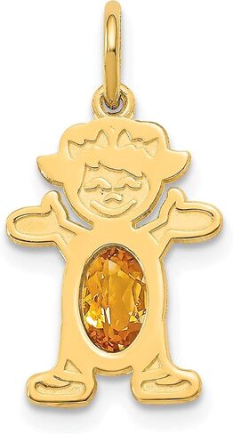 14K Yellow Gold Girl 6x4 Oval Genuine Citrine-November (0.47 x 0.83 Inches) in Saudi Arabia