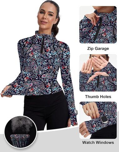 IECCP Workout Tops for Women Long Sleeve Quarter Zip Pullover Quick Dry Golf Shirt Athletic Slim Fit Crop Yoga Gym Tops in Kuwait