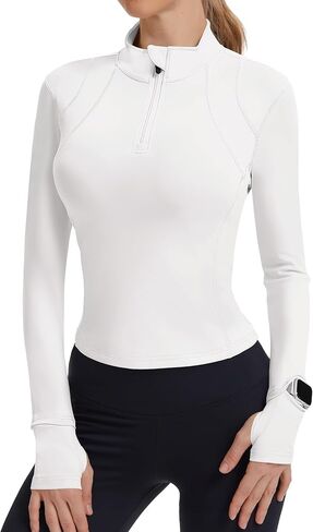 قمم تجريب IECCP للنساء الطويل الأكمام الربع Zip Pullover Quick Dry Dry Golf Shirt Athletic Slim Fit Tops Yoga Gym Tops in Kuwait