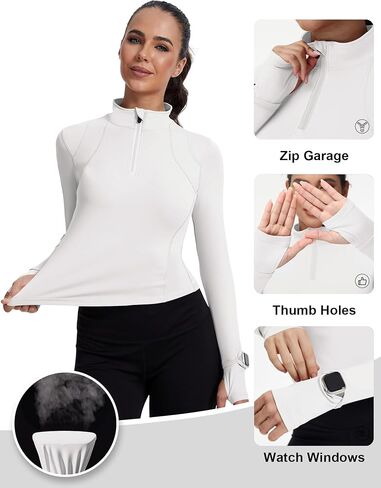 قمم تجريب IECCP للنساء الطويل الأكمام الربع Zip Pullover Quick Dry Dry Golf Shirt Athletic Slim Fit Tops Yoga Gym Tops in Kuwait