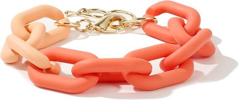 CONRAN KREMIX Chunky Colourful Resin Chain Bracelet Acrylic Bracelet For Women Neon Plastic Rainbow Summer Surfer Jewelry in Saudi Arabia