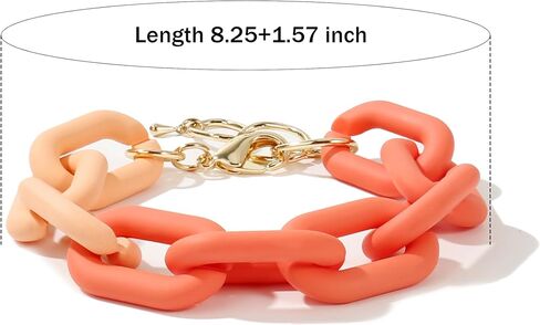 CONRAN KREMIX Chunky Colourful Resin Chain Bracelet Acrylic Bracelet For Women Neon Plastic Rainbow Summer Surfer Jewelry in Saudi Arabia