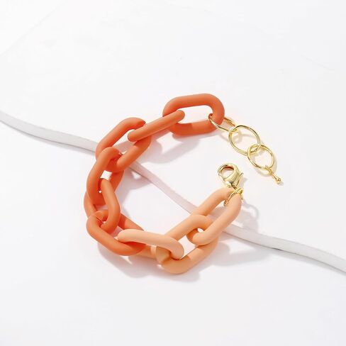 CONRAN KREMIX Chunky Colourful Resin Chain Bracelet Acrylic Bracelet For Women Neon Plastic Rainbow Summer Surfer Jewelry in Saudi Arabia