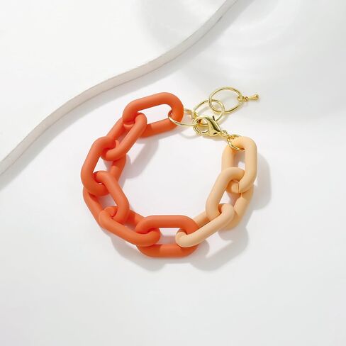 CONRAN KREMIX Chunky Colourful Resin Chain Bracelet Acrylic Bracelet For Women Neon Plastic Rainbow Summer Surfer Jewelry in Saudi Arabia