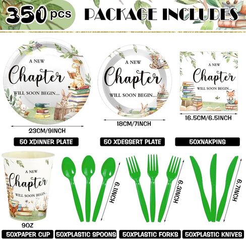 Dandat 350 Pcs Baby Shower Plates Set Baby Shower Party Supplies Serves 50 Tableware Sets Include Plates Napkin Cup Forks Knives Spoons Disposable Dinnerware for Boy Girl (Woodland) in Saudi Arabia