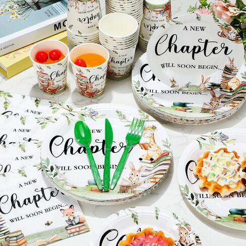 Dandat 350 Pcs Baby Shower Plates Set Baby Shower Party Supplies Serves 50 Tableware Sets Include Plates Napkin Cup Forks Knives Spoons Disposable Dinnerware for Boy Girl (Woodland) in Saudi Arabia