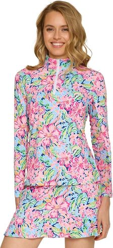 Women's Danielle Mock Neck Quarter Zip Tennis Golf Pickleball Athletic Fit AthleisureTop Mesh Sleeves Casual in Saudi Arabia
