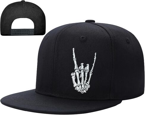 Flat Bill Hats for Men Embroidery Mens Snapback Hats Flat Brim Snap Back Skeleton Skull Hat in Saudi Arabia