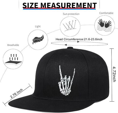 Flat Bill Hats for Men Embroidery Mens Snapback Hats Flat Brim Snap Back Skeleton Skull Hat in Saudi Arabia