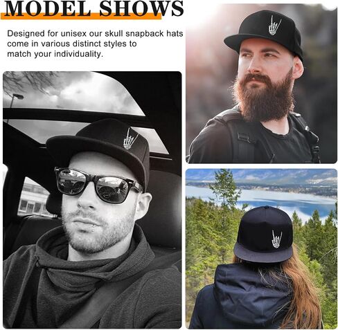 Flat Bill Hats for Men Embroidery Mens Snapback Hats Flat Brim Snap Back Skeleton Skull Hat in Saudi Arabia