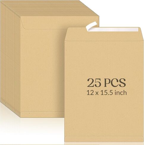 25 Pcs Jumbo Large Kraft Envelopes, 15 x 12 Inches Peel Catalog Mailing Envelopes for Mailing Storing and Organizing Personal Mail Business Documents in Saudi Arabia