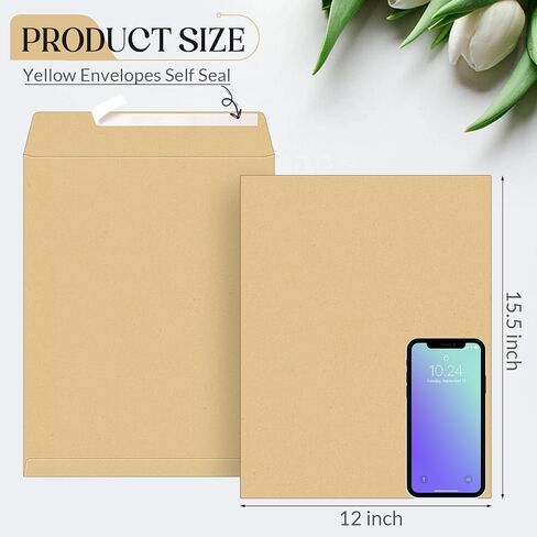 25 Pcs Jumbo Large Kraft Envelopes, 15 x 12 Inches Peel Catalog Mailing Envelopes for Mailing Storing and Organizing Personal Mail Business Documents in Saudi Arabia