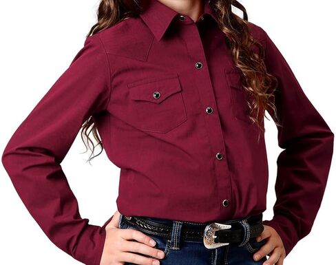 Roper Western Shirt Girls L/S Solid Snap Wine 03-080-0265-0706 WI in Kuwait
