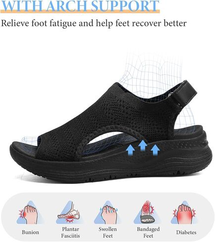 Women Arch Support Orthotic Walking Sandals Comfortable Plantar Fasciitis Non-slip Casual Open Toe Adjustable Ankle Strap Sport Sandals for Summer Beach in Saudi Arabia