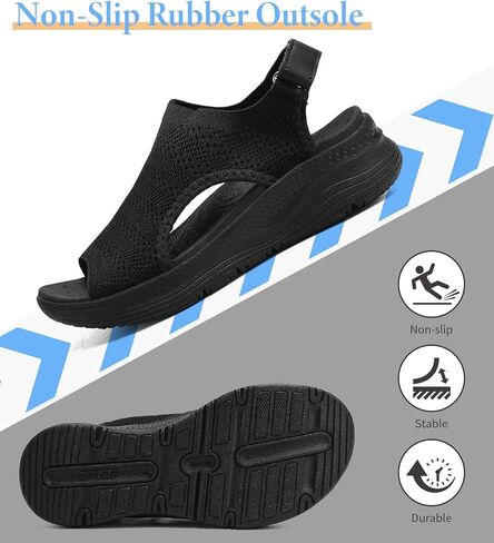 Women Arch Support Orthotic Walking Sandals Comfortable Plantar Fasciitis Non-slip Casual Open Toe Adjustable Ankle Strap Sport Sandals for Summer Beach in Saudi Arabia