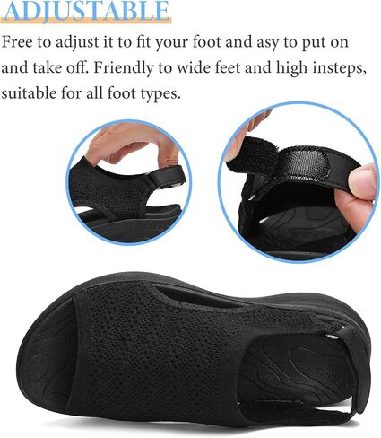 Women Arch Support Orthotic Walking Sandals Comfortable Plantar Fasciitis Non-slip Casual Open Toe Adjustable Ankle Strap Sport Sandals for Summer Beach in Saudi Arabia