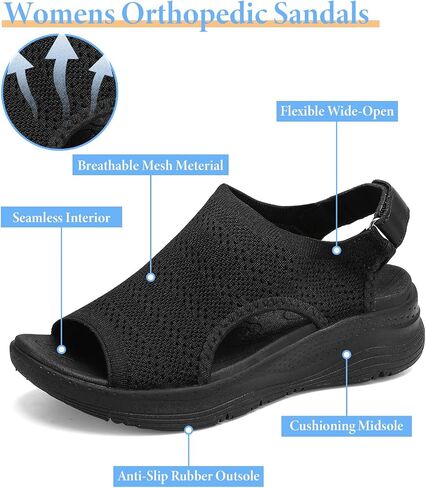 Women Arch Support Orthotic Walking Sandals Comfortable Plantar Fasciitis Non-slip Casual Open Toe Adjustable Ankle Strap Sport Sandals for Summer Beach in Saudi Arabia