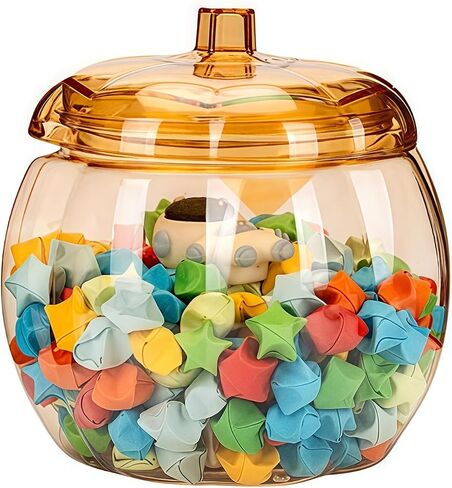 HANZE Appreciation Gifts for Teacher Women - Pumpkin Shaped Container with Lid, Plastic Pumpkin Jar for Candy, Treats, Spices, Party Ornaments, Halloween Decorations, Gift Box - Orange (1 Pack) in Kuwait