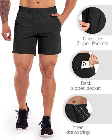 2 Pack Mens Athletic Workout Shorts 7 Inch Quick Dry Gym Shorts with Pockets, Sports Tennis Running Shorts for Men in Kuwait