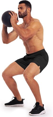 2 Pack Mens Athletic Workout Shorts 7 Inch Quick Dry Gym Shorts with Pockets, Sports Tennis Running Shorts for Men in Kuwait