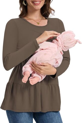 Bearsland Women’s Nursing Top 3pack Long Sleeve Scoop Neck Breastfeeding Shirts Nursing Shirt in Saudi Arabia