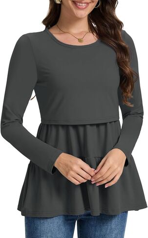 Bearsland Women’s Nursing Top 3pack Long Sleeve Scoop Neck Breastfeeding Shirts Nursing Shirt in Saudi Arabia