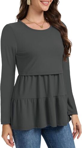 Bearsland Women’s Nursing Top 3pack Long Sleeve Scoop Neck Breastfeeding Shirts Nursing Shirt in Saudi Arabia