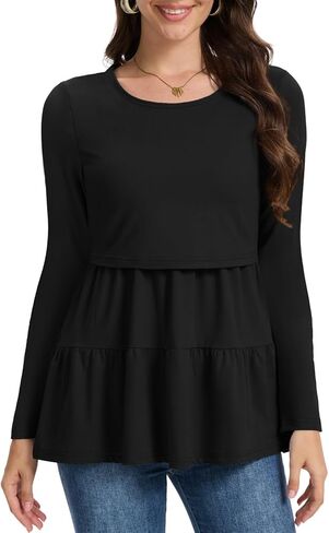 Bearsland Women’s Nursing Top 3pack Long Sleeve Scoop Neck Breastfeeding Shirts Nursing Shirt in Saudi Arabia