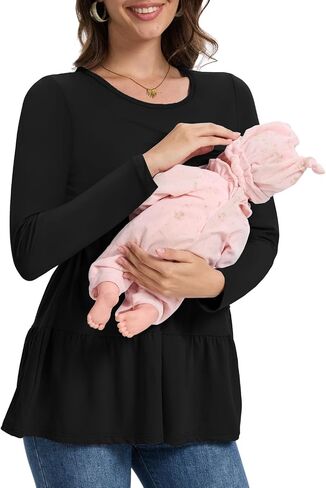 Bearsland Women’s Nursing Top 3pack Long Sleeve Scoop Neck Breastfeeding Shirts Nursing Shirt in Saudi Arabia