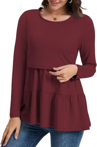 Bearsland Women’s Nursing Top 3pack Long Sleeve Scoop Neck Breastfeeding Shirts Nursing Shirt in Saudi Arabia
