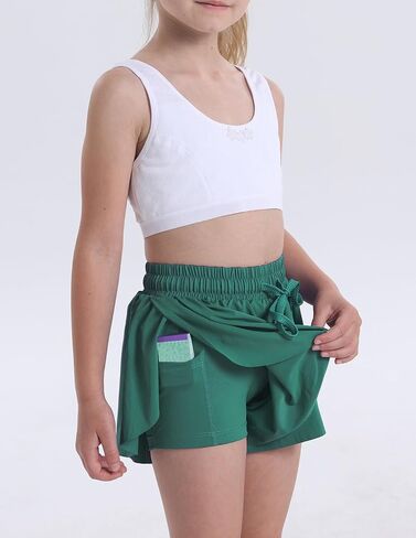 Flowy Butterfly Shorts for Girls 2-in-1 Athletic Running Skirt Shorts Cheer Tennis Dance Preppy with Spandex Liner in Saudi Arabia