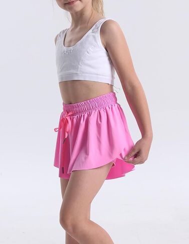 Flowy Butterfly Shorts for Girls 2-in-1 Athletic Running Skirt Shorts Cheer Tennis Dance Preppy with Spandex Liner in Saudi Arabia