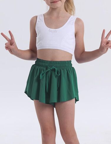 Flowy Butterfly Shorts for Girls 2-in-1 Athletic Running Skirt Shorts Cheer Tennis Dance Preppy with Spandex Liner in Saudi Arabia
