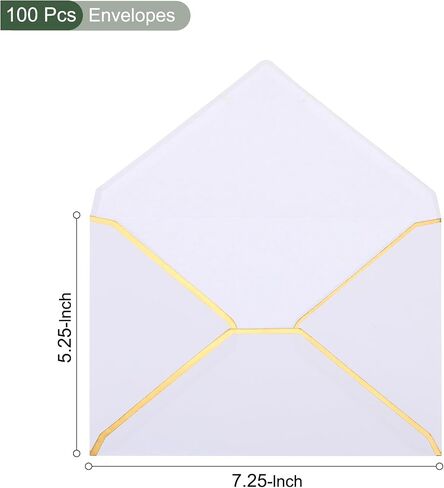 YOKIVE 100Pcs A7 Envelopes, Self Adhesive V Flap Mailing Envelopes with Gold Border, Quick Self Seal, Great for Cards Postcard (Sage Green, 5 x 7-Inch) in Saudi Arabia