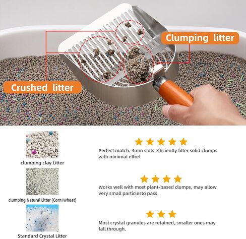 Stainless Steel Metal Cat Litter Scoop with Small Broom & Dustpan, Kitty Litter Scooper, Dual-Width Holes Quick Sifting, Heavy-Duty Durable Sturdy cat Scoop with Holder Efficient Cleaning in Saudi Arabia