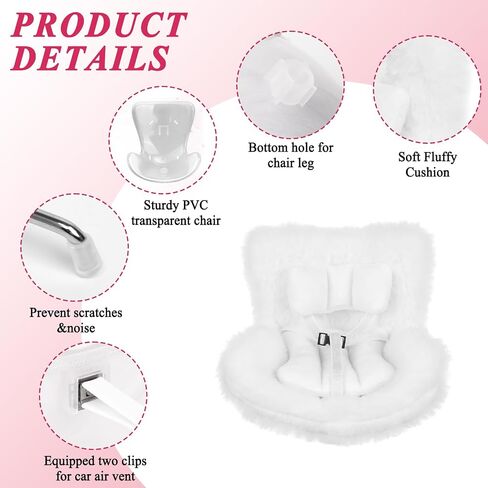 Car Air Vent Clip for Dolls, Car Safety Seat for Dolls with Soft Furry Cushion Cute Car Air Freshener for Doll Display Car Decoration for Plush Doll Collectors - Purple in Saudi Arabia