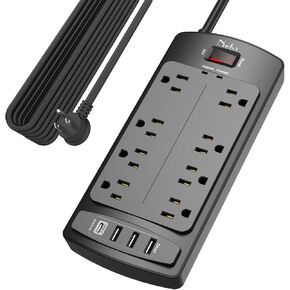 Surge Protector Power Strip - Nuetsa Flat Plug Extension Cord with 8 Outlets and 4 USB Ports, 6 Feet Power Cord, 2700 Joules, ETL Listed, Black in Kuwait