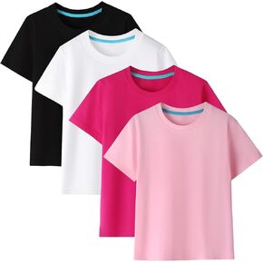 Gihuo 4 Pack Boys Doys Cotton القطن القصير الأكمام قمصان ناعمة الصيف قمم للأطفال in Kuwait