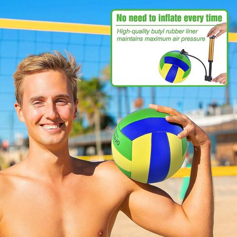 6 Pack Volleyballs Official Size 5, Soft Bulk Recreational Volley Balls with Pump and Net Bag for Indoor Outdoor Beach Pool Water Sand Game Training Match Gift for Beginner Women, Black in Saudi Arabia