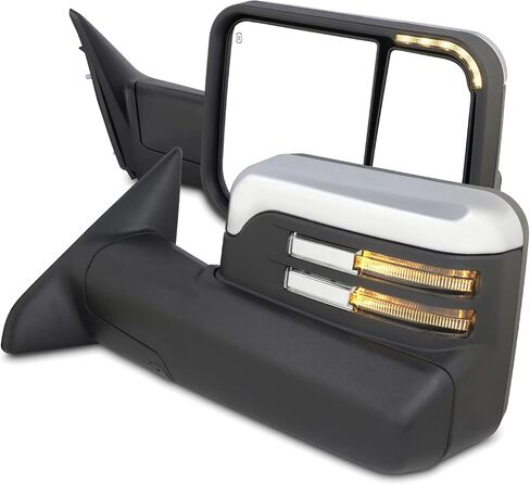 AKKON - Fits 2009-2018 Dodge Ram 1500 2500 3500 Power Heated Manual Folding Extendable Chrome Mirrors w/LED Turn Signal in Saudi Arabia