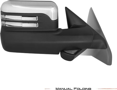 AKKON - Fits 2009-2018 Dodge Ram 1500 2500 3500 Power Heated Manual Folding Extendable Chrome Mirrors w/LED Turn Signal in Saudi Arabia