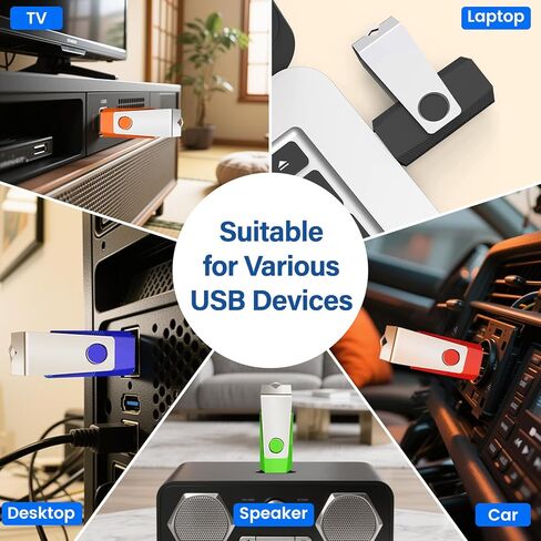 20 حزمة محرك أقراص فلاش USB 2.0 بسعة 2 جيجابايت مع سلاسل مفاتيح، محركات أقراص USB دوارة للإبهام، محرك أقراص USB للكمبيوتر المحمول (أسود) in Kuwait