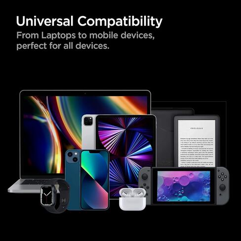 شاحن USB C، Spigen 120W [GaN III] محطة شحن USB C ذات 4 منافذ، 100W USB-C PD Type C شحن سريع لجهاز MacBook iPad M2 M1 Pro Air iPhone 16 15 14 13 Vision Pro HP Dell XPS Chromebook USB-C كمبيوتر محمول in Saudi Arabia