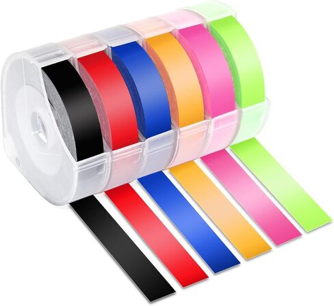 UNOKA Embossing Label Maker Tape Refills Replace for DYMO Organizer Xpress Embossed 1540 1550 1570 12965, Light Pink/Light Purple/Gold/Yellow/Silver/Clear/Black/Blue/Red/Green, 3/8in x 9.8ft, 10PK in Saudi Arabia