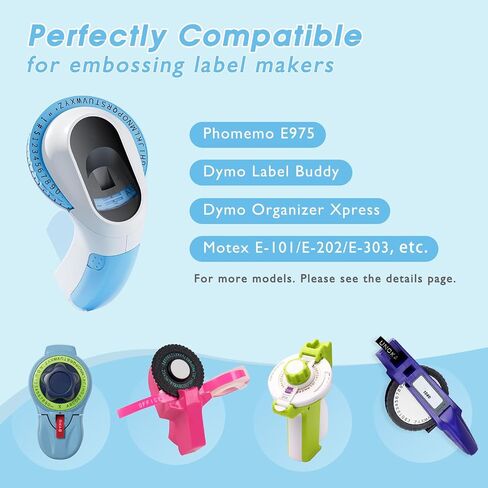 UNOKA Embossing Label Maker Tape Refills Replace for DYMO Organizer Xpress Embossed 1540 1550 1570 12965, Light Pink/Light Purple/Gold/Yellow/Silver/Clear/Black/Blue/Red/Green, 3/8in x 9.8ft, 10PK in Saudi Arabia
