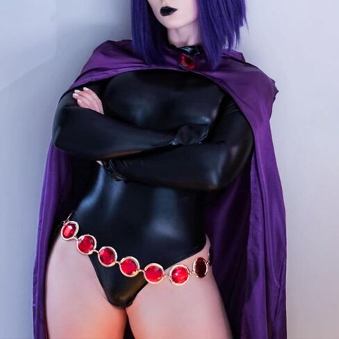 6pcs Halloween Purple Cloak Cosplay مجموعة للنساء مقنعين كيب أنيمي كوس قابل للتعديل قفازات الجوهرة الحمراء قفازات العين in Saudi Arabia