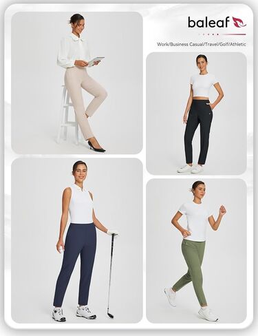 baleaf Womens Business Casual Pants Stretch Travel Pants On Airplane with Zipper Pockets Dressy Slacks Golf Work Pull on in Saudi Arabia